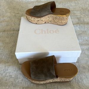 Very gently used khaki Chloe sandals